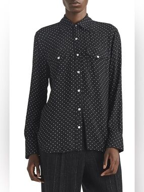 NWT RAG & Bone Farren Faren Shirt Polka Dot Black Sz  XXS